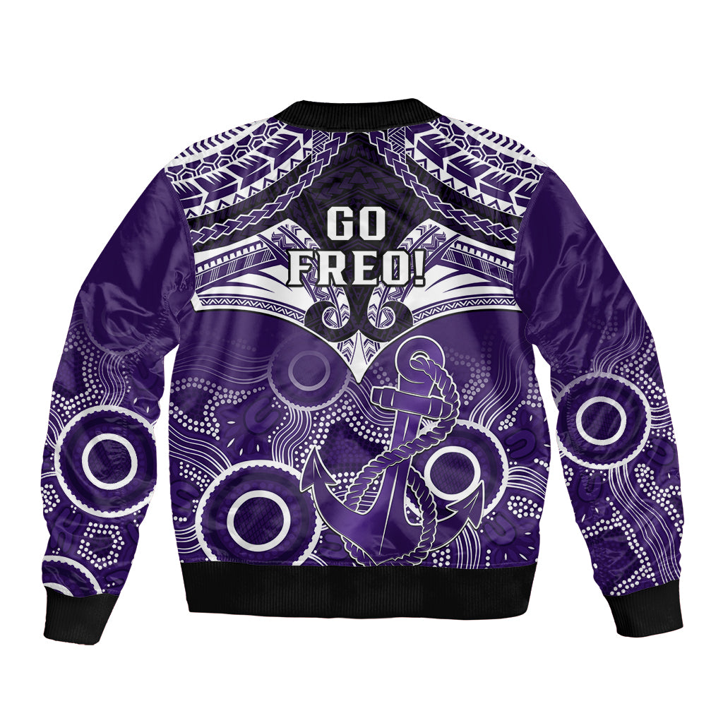 Dockers Football Sleeve Zip Bomber Jacket Fremantle Aboriginal Mix Polynesian Pattern LT14