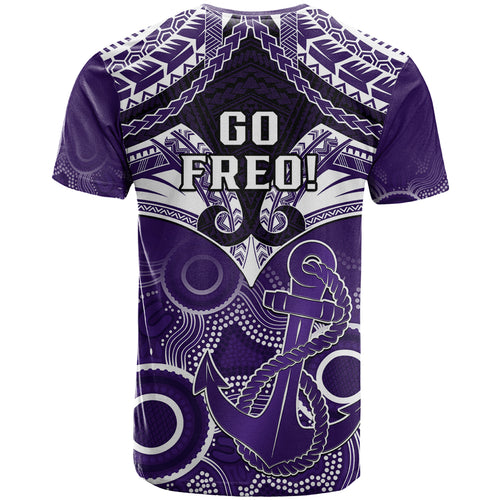 Dockers Football T Shirt Fremantle Aboriginal Mix Polynesian Pattern LT14