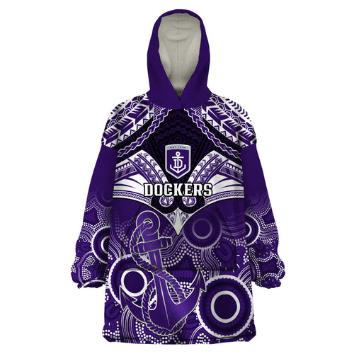 Dockers Football Wearable Blanket Hoodie Fremantle Aboriginal Mix Polynesian Pattern LT14