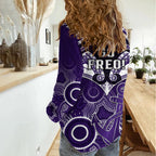 Dockers Football Women Casual Shirt Fremantle Aboriginal Mix Polynesian Pattern LT14