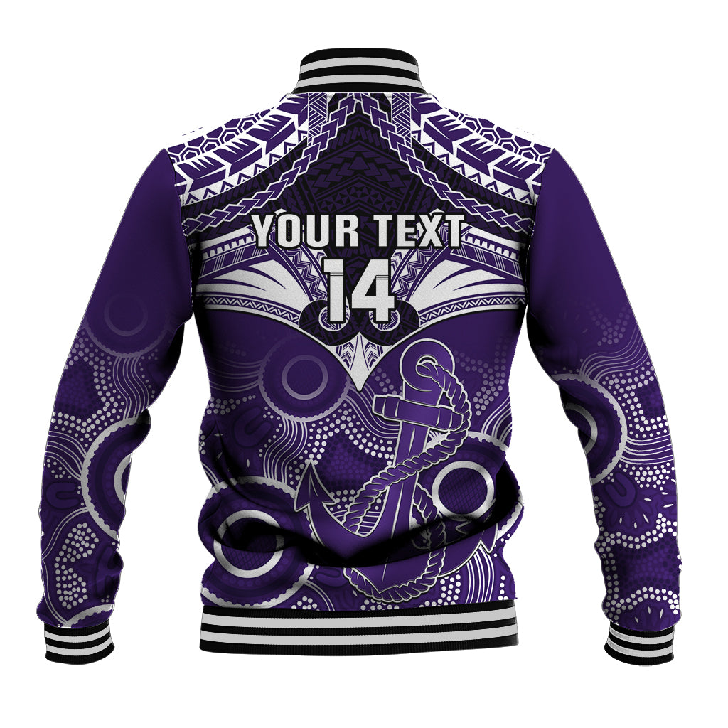 Personalised Dockers Football Baseball Jacket Fremantle Aboriginal Mix Polynesian Pattern LT14
