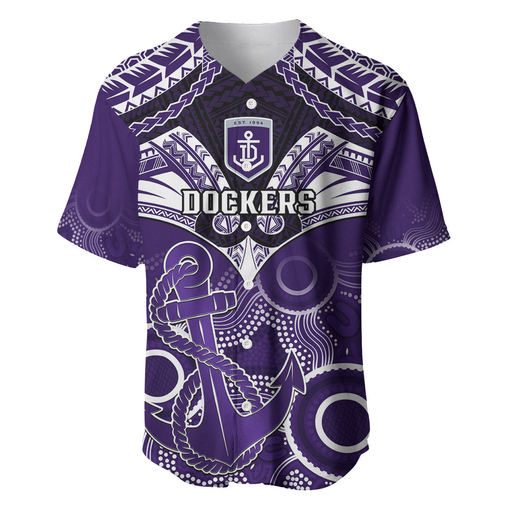 Personalised Dockers Football Baseball Jersey Fremantle Aboriginal Mix Polynesian Pattern LT14