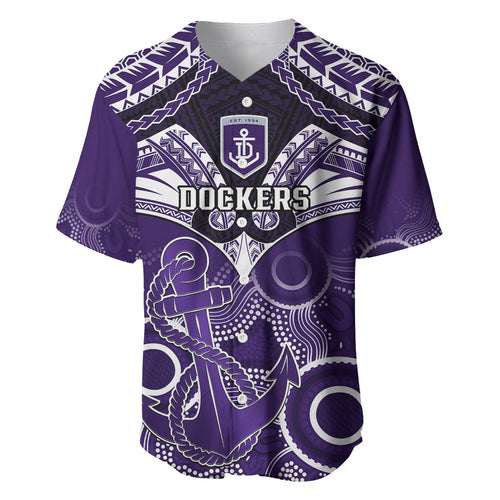 Personalised Dockers Football Baseball Jersey Fremantle Aboriginal Mix Polynesian Pattern LT14