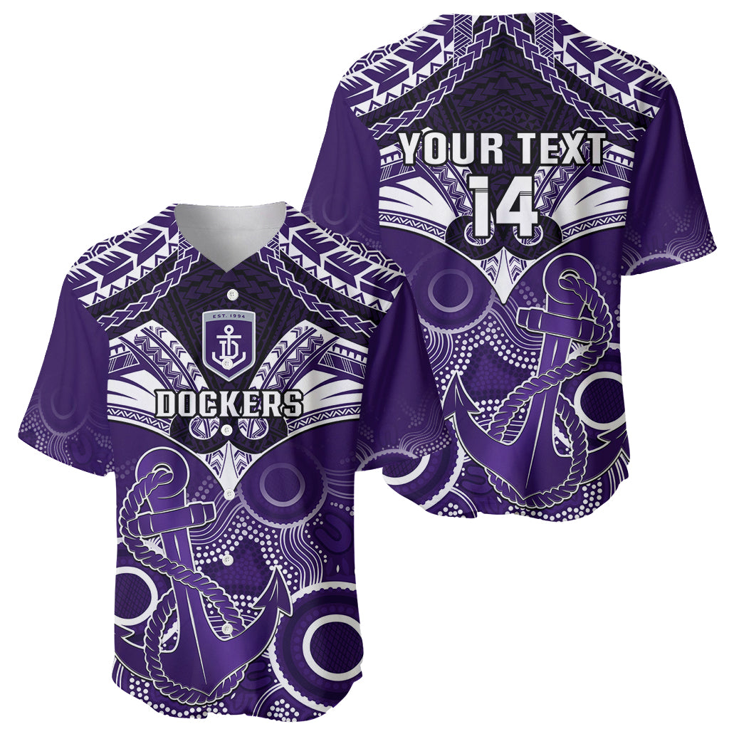Personalised Dockers Football Baseball Jersey Fremantle Aboriginal Mix Polynesian Pattern LT14