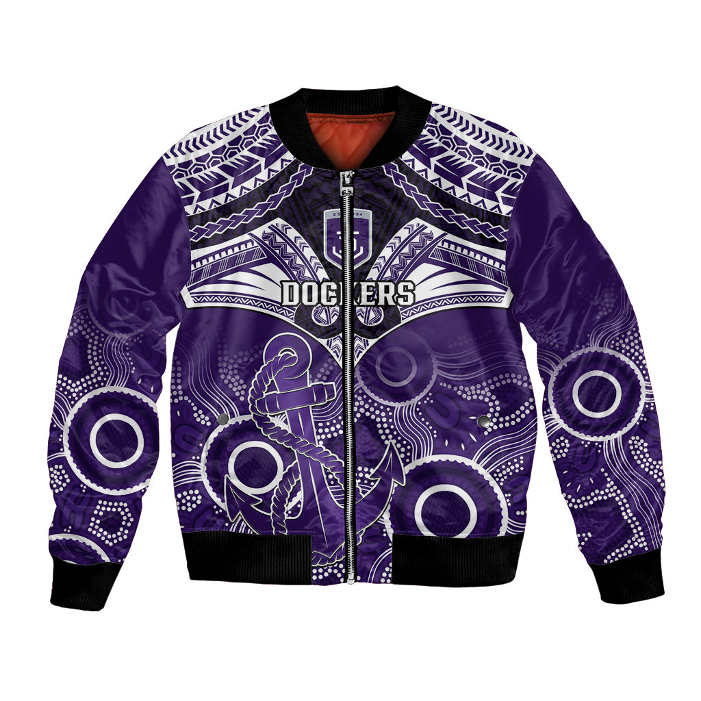 Personalised Dockers Football Bomber Jacket Fremantle Aboriginal Mix Polynesian Pattern LT14