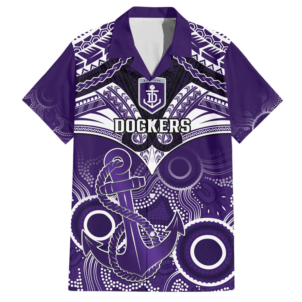 Personalised Dockers Football Hawaiian Shirt Fremantle Aboriginal Mix Polynesian Pattern LT14