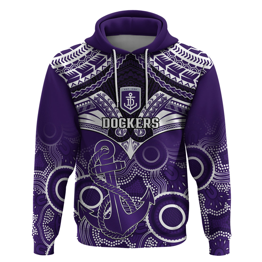 Personalised Dockers Football Hoodie Fremantle Aboriginal Mix Polynesian Pattern LT14