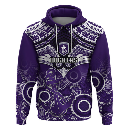 Personalised Dockers Football Hoodie Fremantle Aboriginal Mix Polynesian Pattern LT14