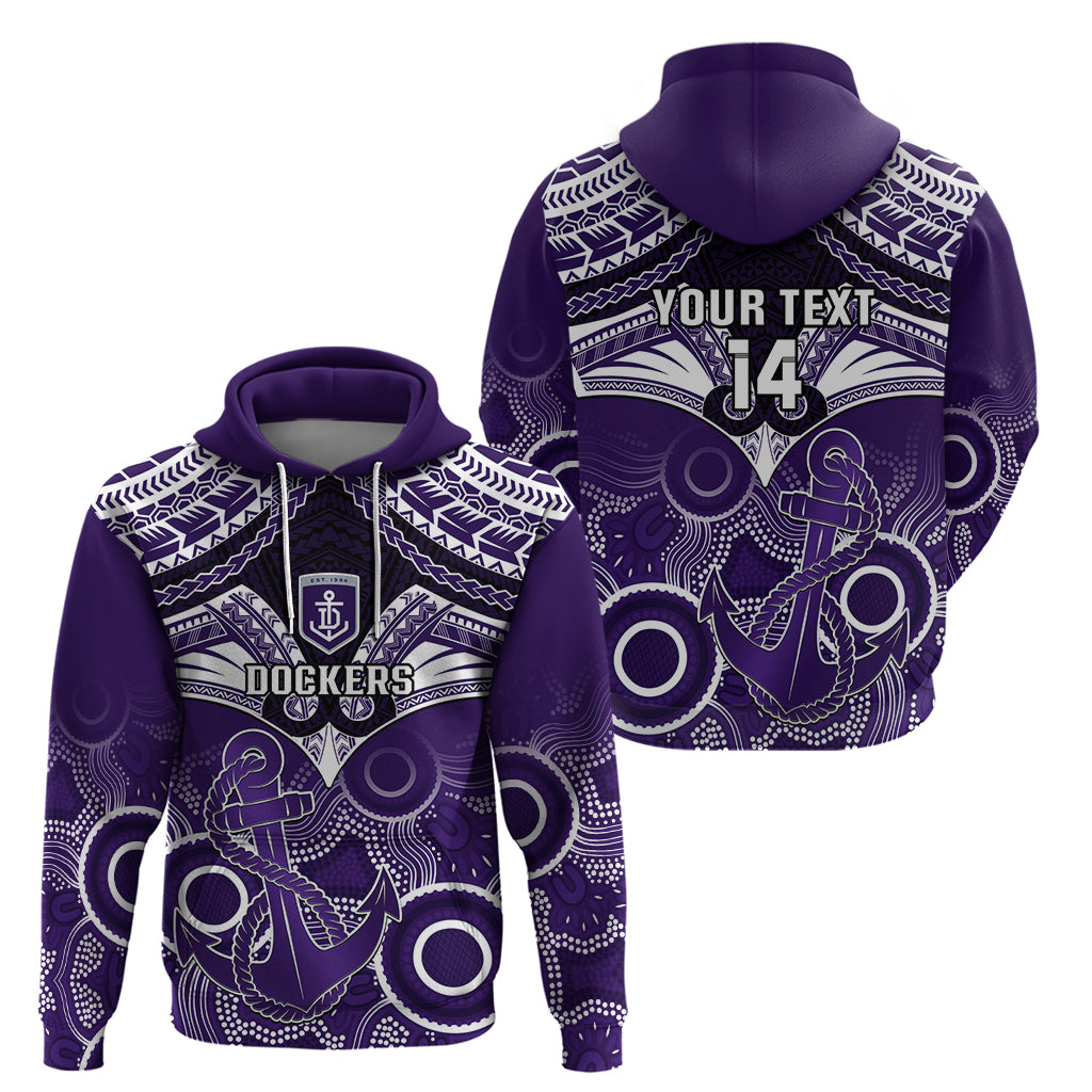 Personalised Dockers Football Hoodie Fremantle Aboriginal Mix Polynesian Pattern LT14