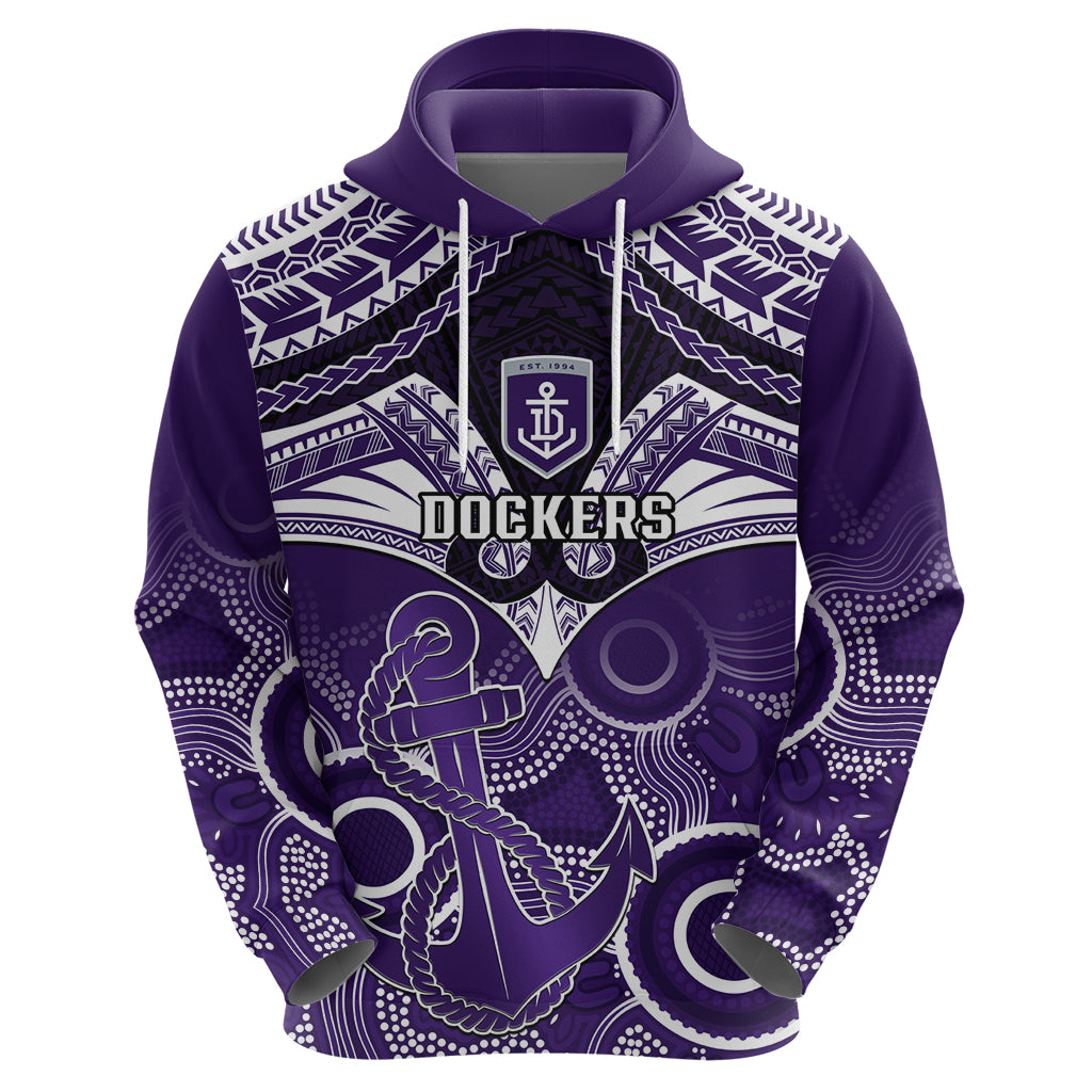 Personalised Dockers Football Hoodie Fremantle Aboriginal Mix Polynesian Pattern LT14