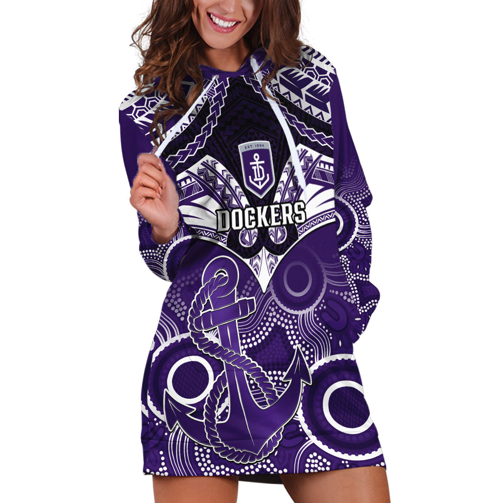Personalised Dockers Football Hoodie Dress Fremantle Aboriginal Mix Polynesian Pattern LT14
