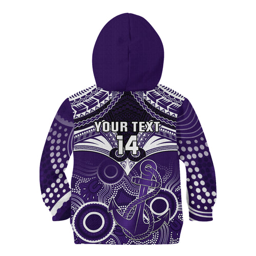 Personalised Dockers Football Kid Hoodie Fremantle Aboriginal Mix Polynesian Pattern LT14