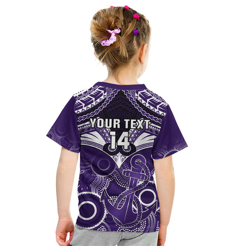 Personalised Dockers Football Kid T Shirt Fremantle Aboriginal Mix Polynesian Pattern LT14