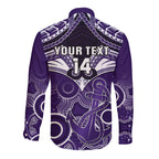Personalised Dockers Football Long Sleeve Button Shirt Fremantle Aboriginal Mix Polynesian Pattern LT14