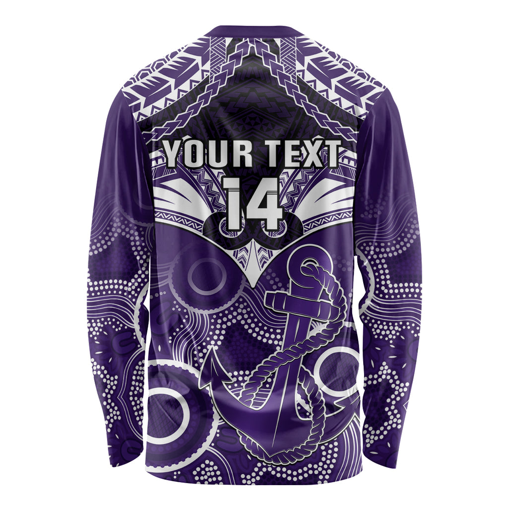 Personalised Dockers Football Long Sleeve Shirt Fremantle Aboriginal Mix Polynesian Pattern LT14