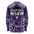 Personalised Dockers Football Long Sleeve Shirt Fremantle Aboriginal Mix Polynesian Pattern LT14