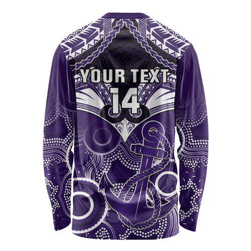 Personalised Dockers Football Long Sleeve Shirt Fremantle Aboriginal Mix Polynesian Pattern LT14