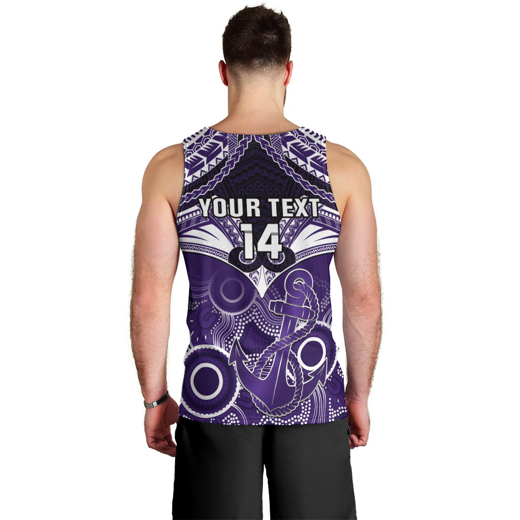 Personalised Dockers Football Men Tank Top Fremantle Aboriginal Mix Polynesian Pattern LT14