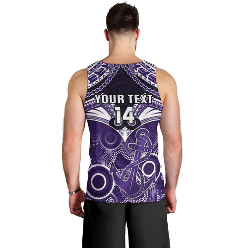 Personalised Dockers Football Men Tank Top Fremantle Aboriginal Mix Polynesian Pattern LT14