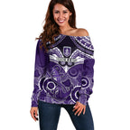 Personalised Dockers Football Off Shoulder Sweater Fremantle Aboriginal Mix Polynesian Pattern LT14