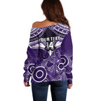 Personalised Dockers Football Off Shoulder Sweater Fremantle Aboriginal Mix Polynesian Pattern LT14