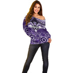 Personalised Dockers Football Off Shoulder Sweater Fremantle Aboriginal Mix Polynesian Pattern LT14