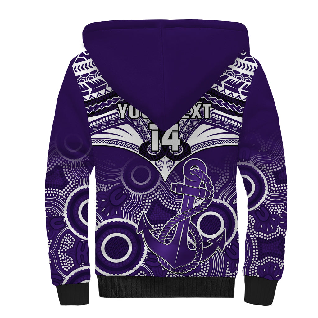Personalised Dockers Football Sherpa Hoodie Fremantle Aboriginal Mix Polynesian Pattern LT14