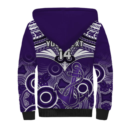 Personalised Dockers Football Sherpa Hoodie Fremantle Aboriginal Mix Polynesian Pattern LT14