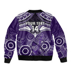 Personalised Dockers Football Sleeve Zip Bomber Jacket Fremantle Aboriginal Mix Polynesian Pattern LT14