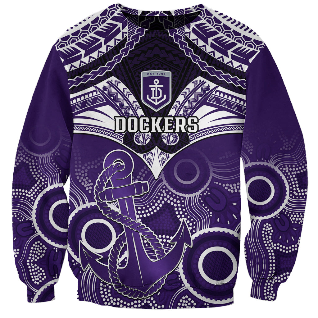Personalised Dockers Football Sweatshirt Fremantle Aboriginal Mix Polynesian Pattern LT14