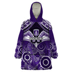 Personalised Dockers Football Wearable Blanket Hoodie Fremantle Aboriginal Mix Polynesian Pattern LT14