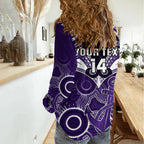 Personalised Dockers Football Women Casual Shirt Fremantle Aboriginal Mix Polynesian Pattern LT14