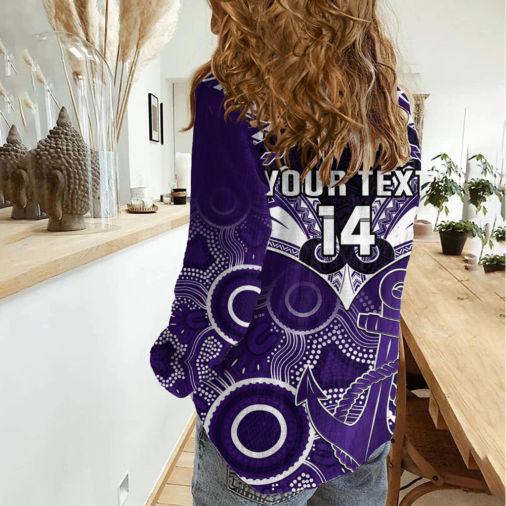 Personalised Dockers Football Women Casual Shirt Fremantle Aboriginal Mix Polynesian Pattern LT14