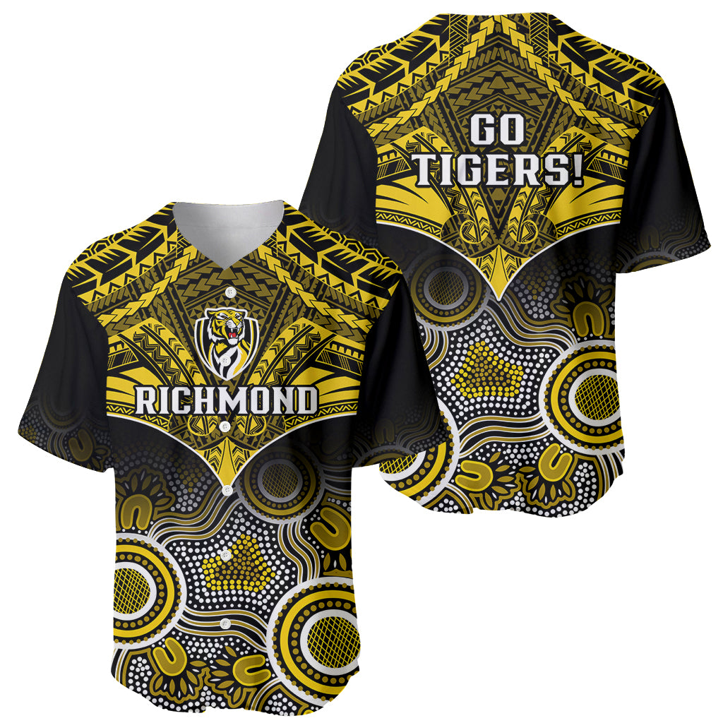 Richmond Football Baseball Jersey Tigers Aboriginal Mix Polynesian Pattern LT14