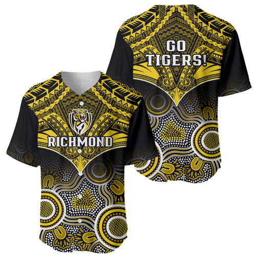 Richmond Football Baseball Jersey Tigers Aboriginal Mix Polynesian Pattern LT14