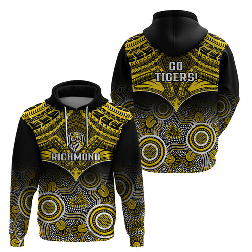 Richmond Football Hoodie Tigers Aboriginal Mix Polynesian Pattern LT14