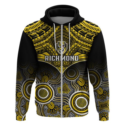 Richmond Football Hoodie Tigers Aboriginal Mix Polynesian Pattern LT14