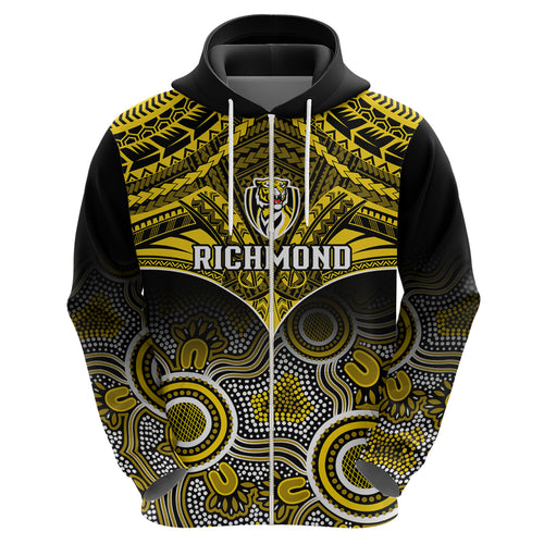 Richmond Football Hoodie Tigers Aboriginal Mix Polynesian Pattern LT14