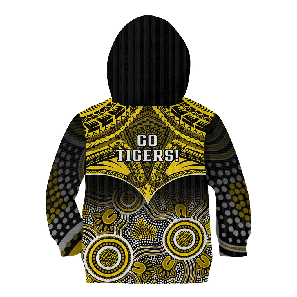 Richmond Football Kid Hoodie Tigers Aboriginal Mix Polynesian Pattern LT14