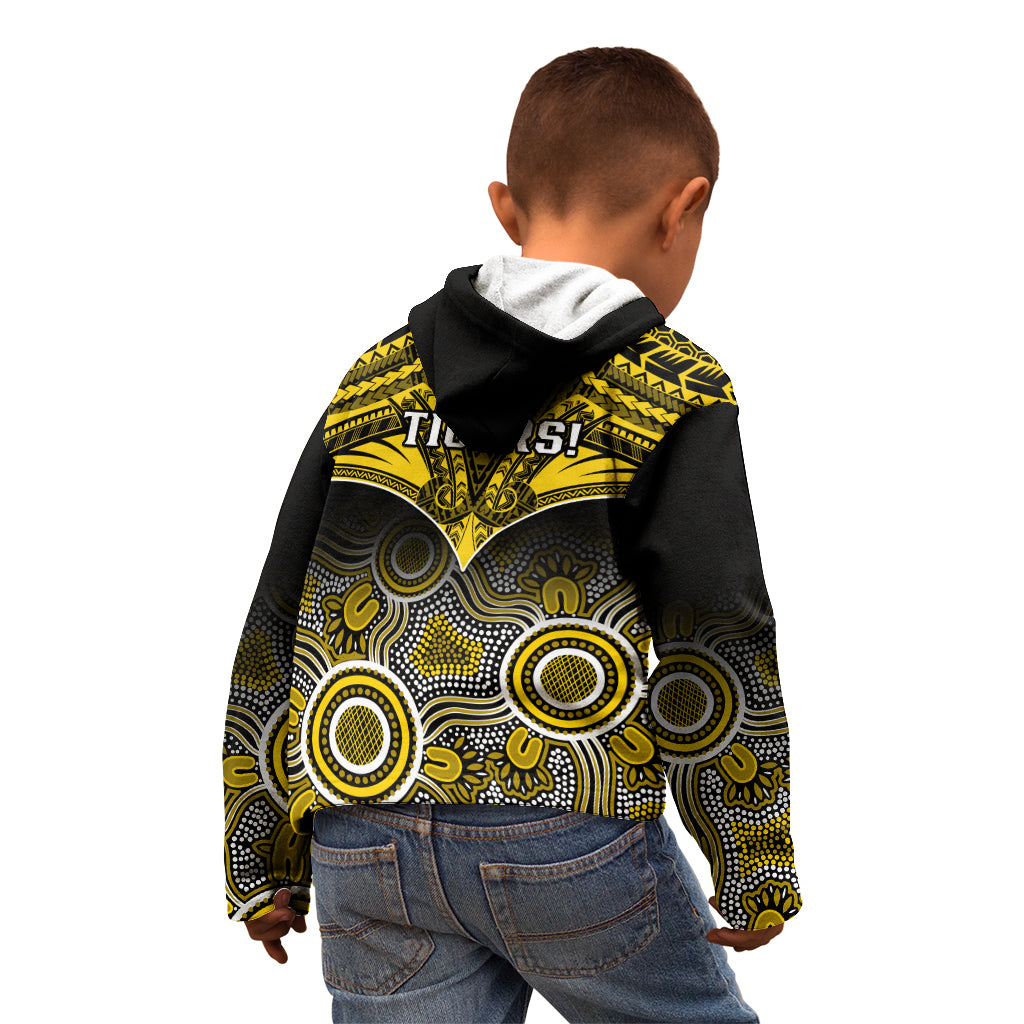 Richmond Football Kid Hoodie Tigers Aboriginal Mix Polynesian Pattern LT14