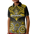 Richmond Football Kid Polo Shirt Tigers Aboriginal Mix Polynesian Pattern LT14