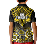 Richmond Football Kid Polo Shirt Tigers Aboriginal Mix Polynesian Pattern LT14