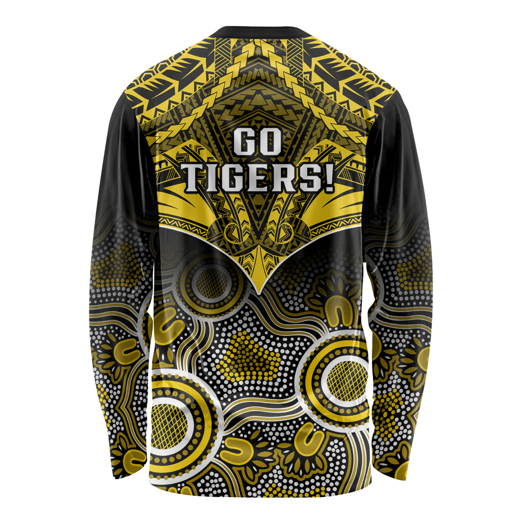 Richmond Football Long Sleeve Shirt Tigers Aboriginal Mix Polynesian Pattern LT14