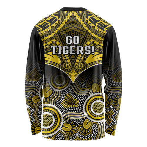 Richmond Football Long Sleeve Shirt Tigers Aboriginal Mix Polynesian Pattern LT14