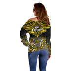 Richmond Football Off Shoulder Sweater Tigers Aboriginal Mix Polynesian Pattern LT14