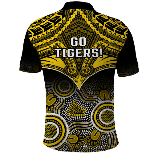 Richmond Football Polo Shirt Tigers Aboriginal Mix Polynesian Pattern LT14