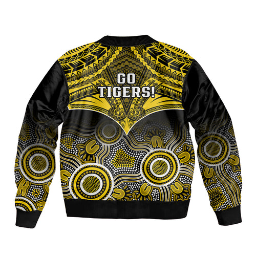 Richmond Football Sleeve Zip Bomber Jacket Tigers Aboriginal Mix Polynesian Pattern LT14