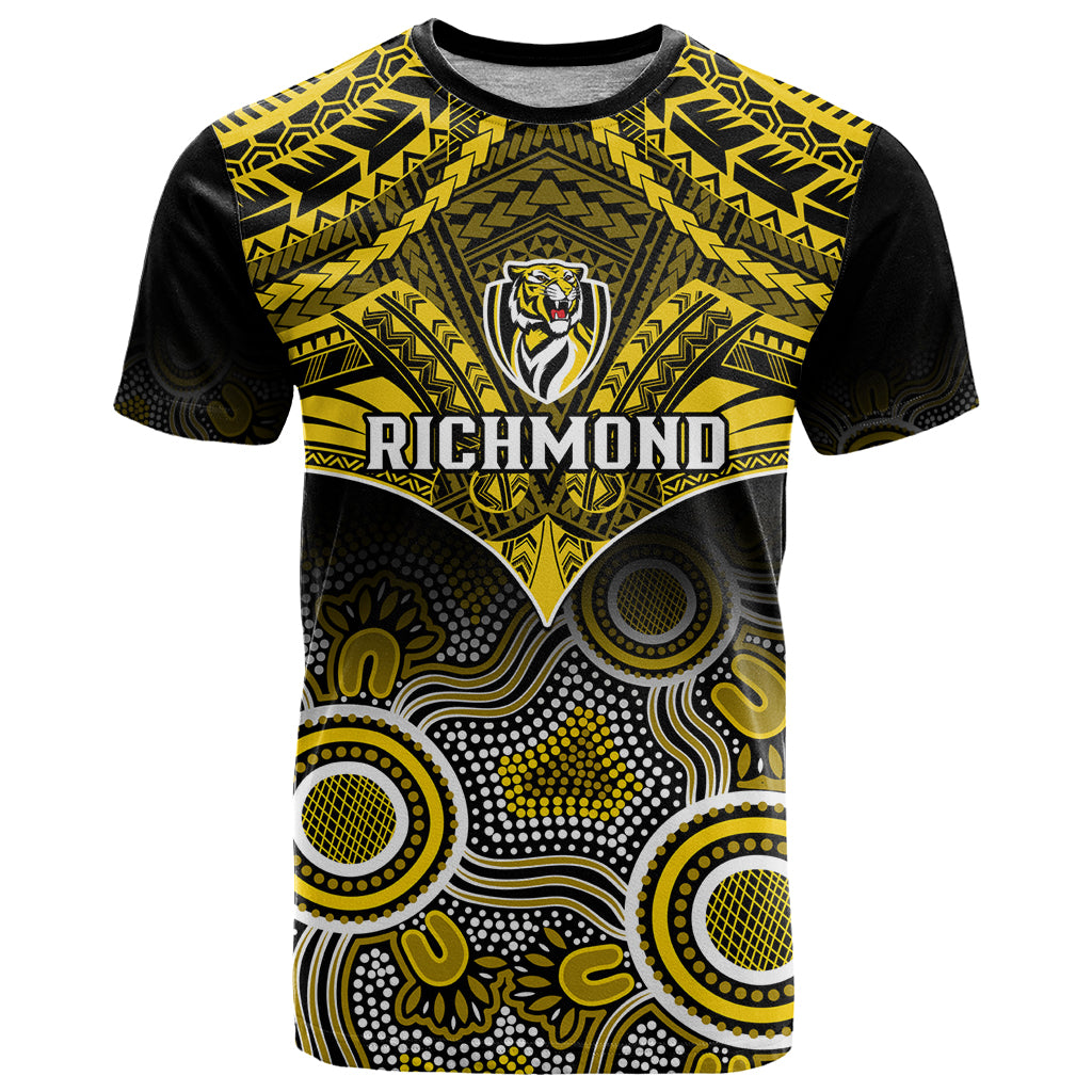 Richmond Football T Shirt Tigers Aboriginal Mix Polynesian Pattern LT14