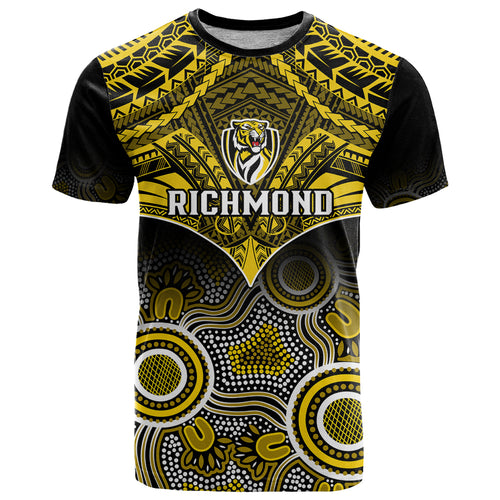 Richmond Football T Shirt Tigers Aboriginal Mix Polynesian Pattern LT14