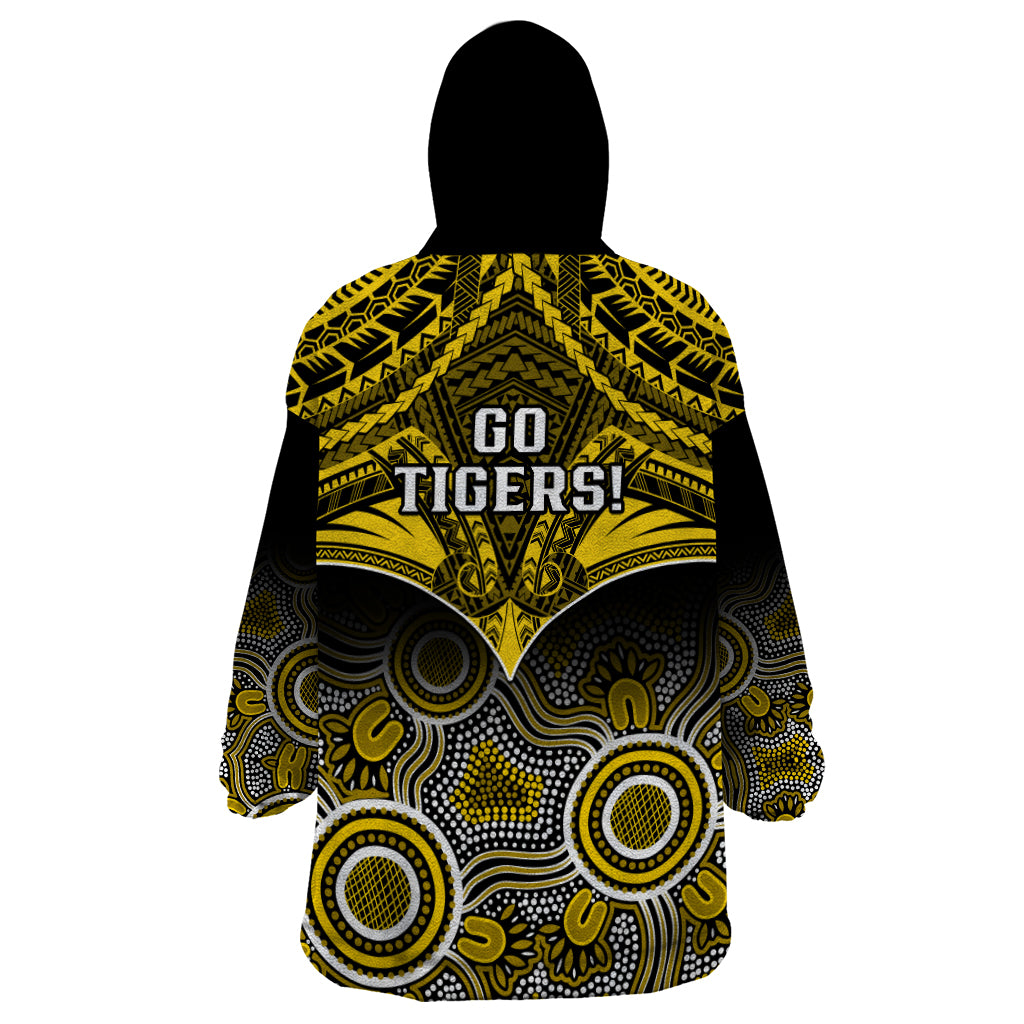 Richmond Football Wearable Blanket Hoodie Tigers Aboriginal Mix Polynesian Pattern LT14